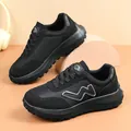 Stylish black platform sneakers for women, lightweight and casual athletic footwear. - 35 / Black