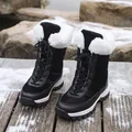 Bottes de neige noires pour femmes, chaudes, avec bordure en fausse fourrure blanche. - 36 / Noir