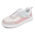 Retro casual women's low-top sneakers with breathable mesh panels in pink and white - 38 / White Pink