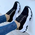 Women's stylish black and white chunky platform sneakers with low-top casual design - 35 / Black