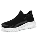 Black and white breathable flyknit slip-on sneaker variant for sports and walking - 36 / Black and White