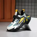 Chaussure de sport respirante en mesh pour garçons en bleu, blanc et jaune style moderne - Noir Jaune