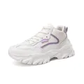 Stylish women's microfiber platform chunky sneakers in white with purple accents - 35 / Rice Pink