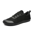 Ganzschwarze, atmungsaktive Barfußschuhe mit breiter Zehenbox und Mesh-Schnürdesign - 37 / Schwarz