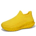 Bright yellow fly-woven slip-on sports shoes with comfortable and textured sole design - 36 / Yellow