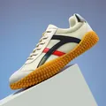 Breathable white mesh sneakers featuring a unique orange textured gum sole and stripes - 35 / Casual Style (7723) / Beige