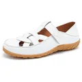 Weiche weiße Leder-Sandalen mit Hohlmuster für Damen, komfortables und atmungsaktives Design - 35 / Weiß