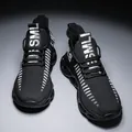 Lightweight black breathable mesh running shoes with thick blade sole for men. - 36 / Black
