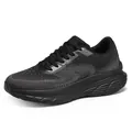 Atmungsaktive schwarze Herren-Laufschuhe mit Mesh-Obermaterial und einer dicken Sohle - 39 / Schwarz