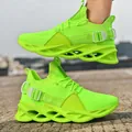 Vibrant neon green blade sneakers with breathable mesh for men and women running - 36 / Fluorescent Green