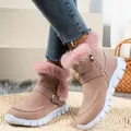 Gezellige winterlaarzen voor dames in taupe met roze imitatiebont en dikke witte zolen - 35 / Roze