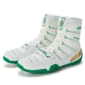 Professional white and green high-top boxing wrestling shoes with non-slip soles - 36 / White Green