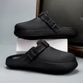 Trendy black non-slip EVA outdoor clogs with adjustable buckle strap for men and women - 36-37 / Black