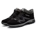 Durable black mid-top winter snow boots with warm faux fur lining for outdoor wear - 35 / Black