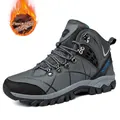 Durable grey high-top hiking boots with warm fleece lining and anti-slip rubber sole for outdoor - 39 / Fleece Lined Style / Dark Gray