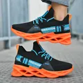 Trendy black and orange blade running shoes with breathable mesh and blue strap accent - 36 / Black Orange Floral