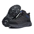 Durable dark grey mid-top hiking shoes with rugged anti-slip rubber sole for outdoor camping - 39 / Black Solid Shoes