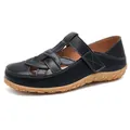 Schwarze geflochtene Damen Flach-Sandalen mit weicher Sohle und atmungsaktivem Design - 35 / Schwarz