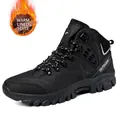Black high-top outdoor hiking boots with warm fleece lining and non-slip sole - 39 / Fleece Lined Style / Black