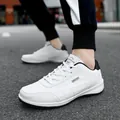 Stylish white leather men's sneakers for outdoor running and versatile daily fashion - 38 / White