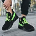 Breathable mesh blade running sneakers for men and women in black and neon green colorway - 36 / Black Green