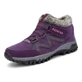Bottes de neige violettes chaudes avec doublure en fausse fourrure et scratch - 35 / Violet pour Femme