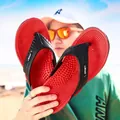 Men's lightweight red and black beach flip-flops with comfortable massage footbed - 40 / Red