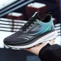 Lightweight breathable fly-knit sports running shoe in blue and black gradient finish - 36 / Iridescent Black