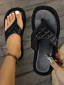 Chic black quilted platform flip-flops for women casual summer wear with thick sole style - 35 / Flip-flops / Black