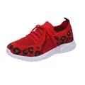 Women's red mesh sneakers featuring stylish leopard print and comfortable white sole - Red Leopard