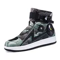 Botas de moto de caña alta profesionales con diseño de nubes y sistema de cierre BOA - 37 / Zapatos de Ciclismo Con Estampado De Nubes (JC-002) / Negro Verde