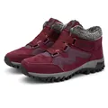 Wine red winter snow boots for women with warm faux fur lining and non-slip sole - 35 / Wine Red (Fleece Lined)
