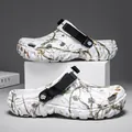 Summer breathable camo pattern clog sandals with adjustable black backstrap and thick sole - 42 / Deadwood Camo Two-Way Style / White