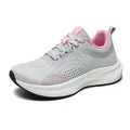 Professional women's wide toe carbon plate running shoes in gray and pink mesh finish - 910 Pink Grey / 36