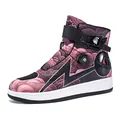 Zapatillas de moto de caña alta con patrón de nubes rosas y sistema de hebilla giratoria - 37 / Zapatos de Ciclismo Con Estampado De Nubes (JC-002) / Rosa Sakura