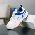 Breathable white and blue kids badminton sports shoes with durable non-slip gum sole - 31 / White Blue