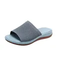 Comfortable light blue fly-woven slip-on flat slide sandals for women - 36 / Light Blue
