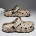 Breathable camouflage pattern clogs for summer outdoor beach wear in sand khaki color - 36 / Khaki Camo Two-Way Style / Khaki
