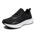Professional women's black fly-knit carbon plate running shoe with thick white sole - 910 Black / 36