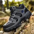 Professional grey and black high-top outdoor hiking boots with durable traction soles. - 39 / Gray