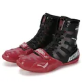 Professional red and black high-top boxing wrestling shoes with durable anti-slip sole - 36 / Black Red