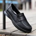 Professional black air cushion slip-on work shoes for women with a matte finish - 35 / Black