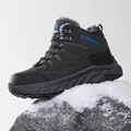 Black mid-top hiking boots for men with warm fleece lining for winter outdoor camping - 39 / Grey Fleece-lined