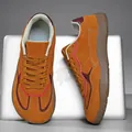 Sneaker casual arancione zenzero a punta larga con suola in gomma marrone antiscivolo - 36 / Scarpe da Skate Gialle a Punta Larga (2583) / Giallo