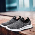 Grey breathable knit slip-on walking shoes with comfortable thick white soles for men and women - 39 / Grayish White