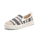 Elegantes alpargatas tejidas para mujer con diseño de rayas blancas y negras a la moda - 35 / Jacquard Negro Beige