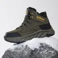 Olive green high-top hiking boots with warm fleece lining and QI FENG SPORT logo - 39 / Army Green (Fleece Lined)