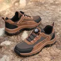 Men's brown outdoor hiking shoes with non-slip sole and rotary dial lace system - 40 / 02503 Yellow