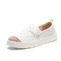 Elegantes alpargatas de encaje blanco con pedrería y puntera de tejido trenzado - 35 / Pedrería Hotfix Blanco Crema