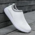 White women's slip-on knitted sneaker with breathable mesh and ribbed sole - 36 / White